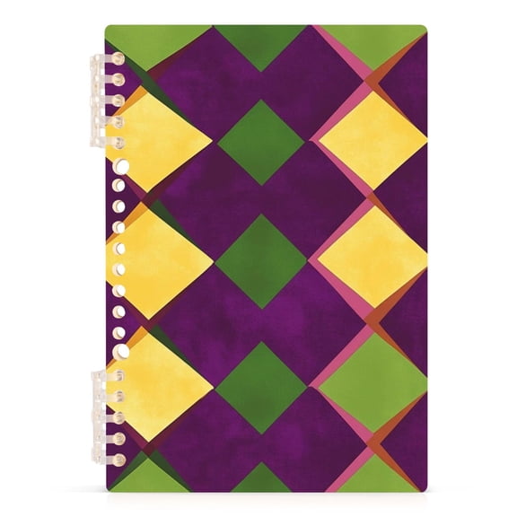 joogoo Spiral Journal Notebook Mardi Gras Checkered College Ruled Notebooks 8.3" x 5.7" 1 PC