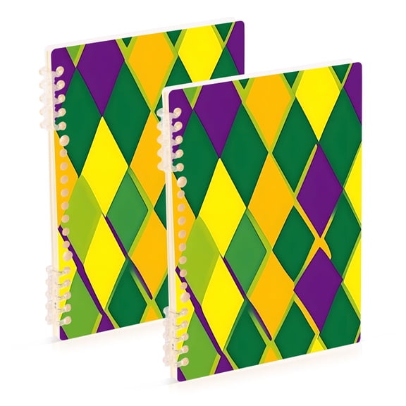 joogoo Spiral Journal Notebook Mardi Gras Checkered College Ruled Notebooks 8.3" x 5.7" 2 PCs