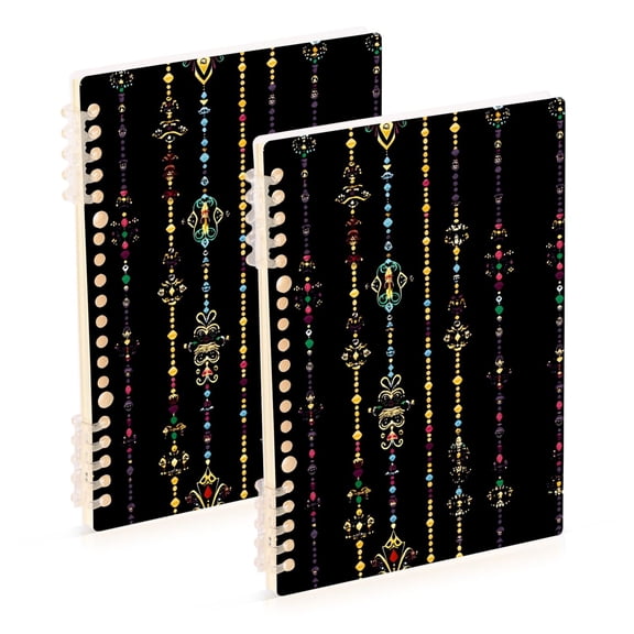 joogoo Spiral Journal Notebook Mardi Gras Pattern-1 College Ruled Notebooks 8.3" x 5.7" 2 PCs
