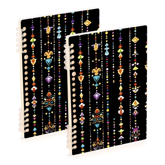 joogoo Spiral Journal Notebook Mardi Gras Print-1 College Ruled Notebooks 8.3" x 5.7" 2 PCs