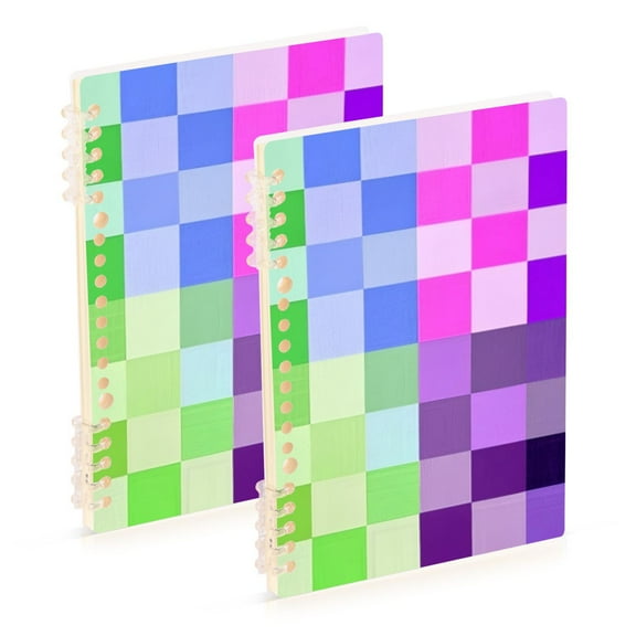 joogoo Spiral Journal Notebook Multicolor Checkered-a1 College Ruled Notebooks 8.3" x 5.7" 2 PCs