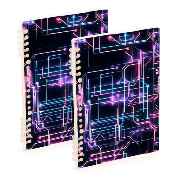 joogoo Spiral Journal Notebook Neon Geometric College Ruled Notebooks 8.3" x 5.7" 2 PCs