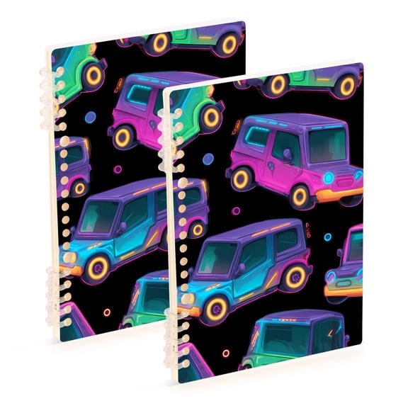 joogoo Spiral Journal Notebook Neon Off Road Vehicle College Ruled Notebooks 8.3" x 5.7" 2 PCs