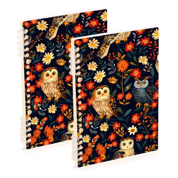 joogoo Spiral Journal Notebook Owl in Flowers College Ruled Notebooks 8.3" x 5.7" 2 PCs