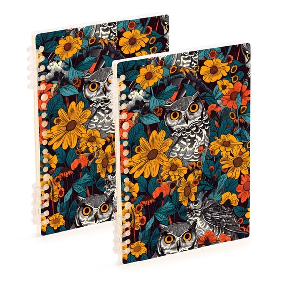 joogoo Spiral Journal Notebook Owl in Sunflowers College Ruled Notebooks 8.3" x 5.7" 2 PCs
