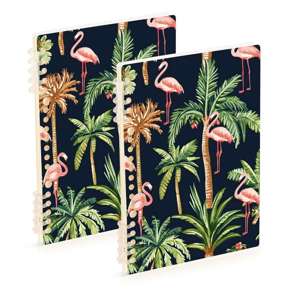 joogoo Spiral Journal Notebook Palm Tree Flamingo College Ruled Notebooks 8.3" x 5.7" 2 PCs