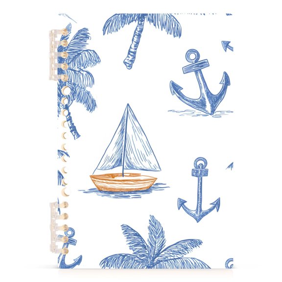 joogoo Spiral Journal Notebook Palm Tree Sailboat Anchors College Ruled Notebooks 8.3" x 5.7" 1 PC