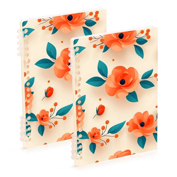joogoo Spiral Journal Notebook Peony Flower College Ruled Notebooks 8.3" x 5.7" 2 PCs