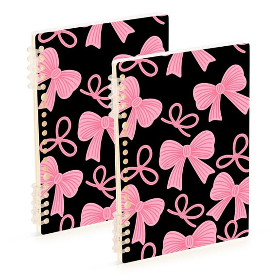 joogoo Spiral Journal Notebook Pink Bows College Ruled Notebooks 8.3" x 5.7" 2 PCs