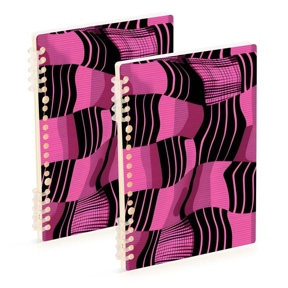 joogoo Spiral Journal Notebook Pink Checkered Grid Art Pattern College Ruled Notebooks 8.3" x 5.7" 2 PCs