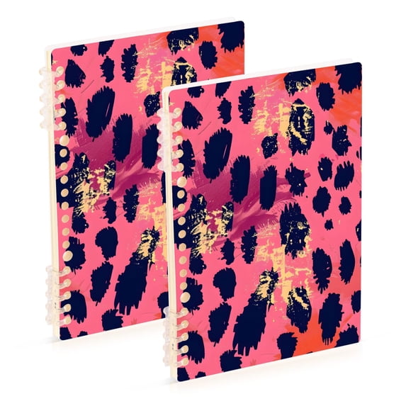 joogoo Spiral Journal Notebook Pink Leopard Print College Ruled Notebooks 8.3" x 5.7" 2 PCs
