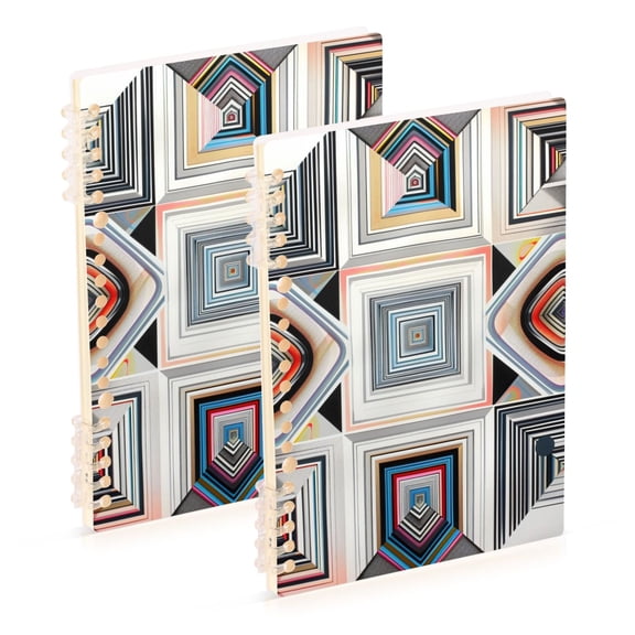 joogoo Spiral Journal Notebook Plaid Geometry Checkered Pattern College Ruled Notebooks 8.3" x 5.7" 2 PCs