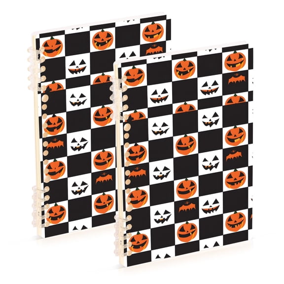 joogoo Spiral Journal Notebook Pumpkins on Checkered College Ruled Notebooks 8.3" x 5.7" 2 PCs