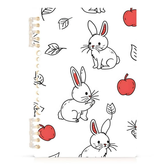 joogoo Spiral Journal Notebook Rabbit and Apple Hand Draw College Ruled Notebooks 8.3" x 5.7" 1 PC