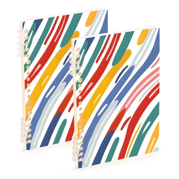 joogoo Spiral Journal Notebook Rainbow Geometric Stripes Lines College Ruled Notebooks 8.3" x 5.7" 2 PCs