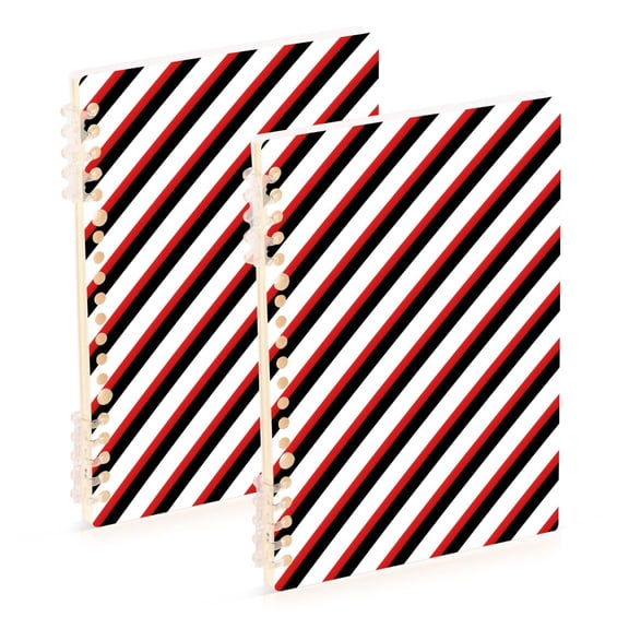 joogoo Spiral Journal Notebook Red Black Christmas Stripes College Ruled Notebooks 8.3" x 5.7" 2 PCs