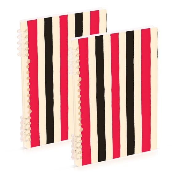 joogoo Spiral Journal Notebook Red Black Stripes College Ruled Notebooks 8.3" x 5.7" 2 PCs