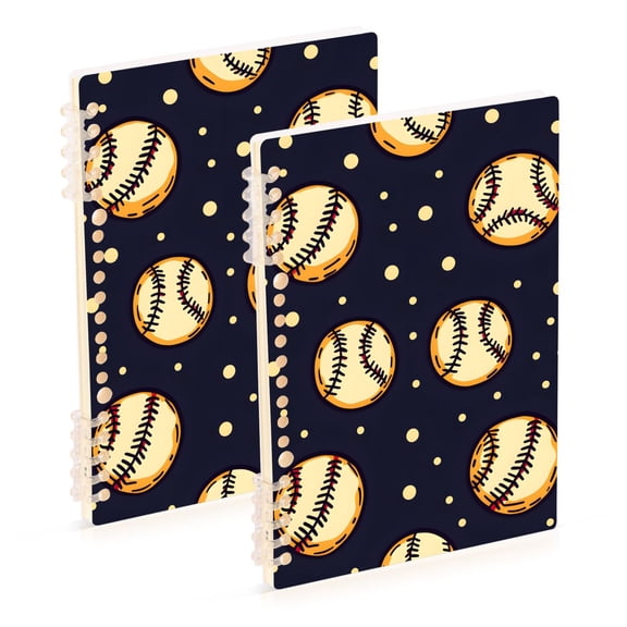 joogoo Spiral Journal Notebook Retro Baseball College Ruled Notebooks 8.3" x 5.7" 2 PCs