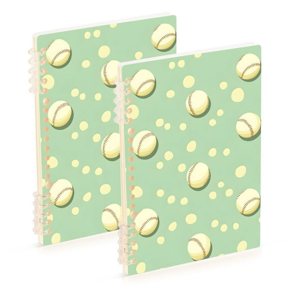joogoo Spiral Journal Notebook Retro Baseball Polka Dots College Ruled Notebooks 8.3" x 5.7" 2 PCs
