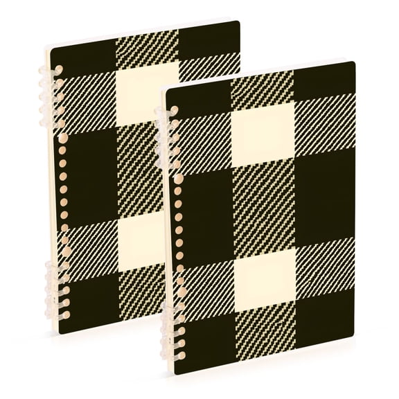 joogoo Spiral Journal Notebook Retro Checkered-z2 College Ruled Notebooks 8.3" x 5.7" 2 PCs