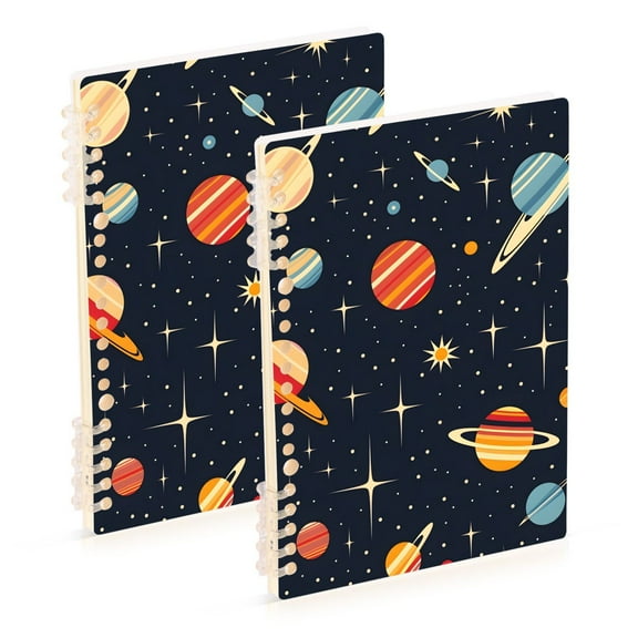 joogoo Spiral Journal Notebook Retro Space Planets College Ruled Notebooks 8.3" x 5.7" 2 PCs