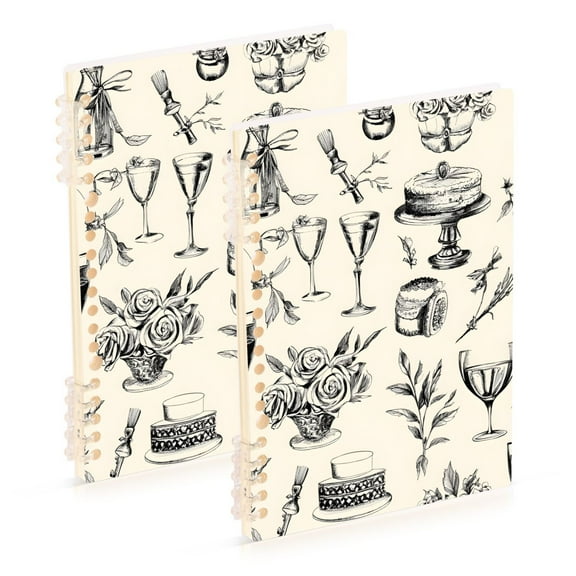 joogoo Spiral Journal Notebook Retro Wine Leaves College Ruled Notebooks 8.3" x 5.7" 2 PCs