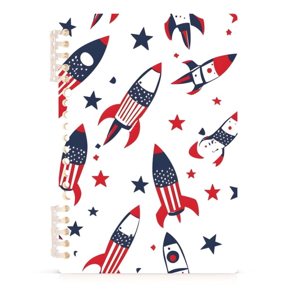 joogoo Spiral Journal Notebook Rocket American Flag College Ruled Notebooks 8.3" x 5.7" 1 PC
