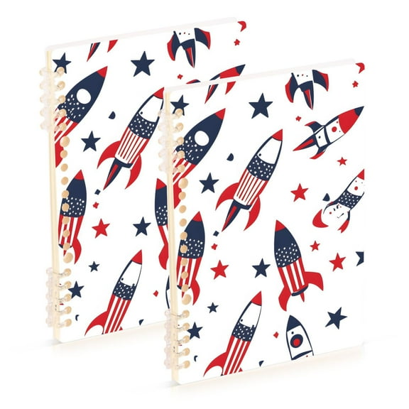 joogoo Spiral Journal Notebook Rocket American Flag College Ruled Notebooks 8.3" x 5.7" 2 PCs