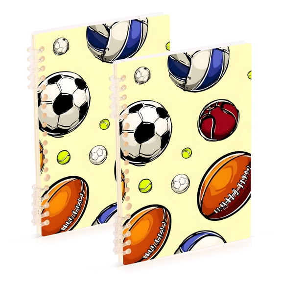 joogoo Spiral Journal Notebook Rugby Baseballs Football College Ruled Notebooks 8.3" x 5.7" 2 PCs