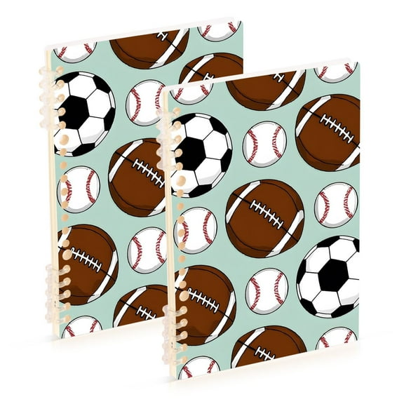 joogoo Spiral Journal Notebook Rugby Football Baseball College Ruled Notebooks 8.3" x 5.7" 2 PCs