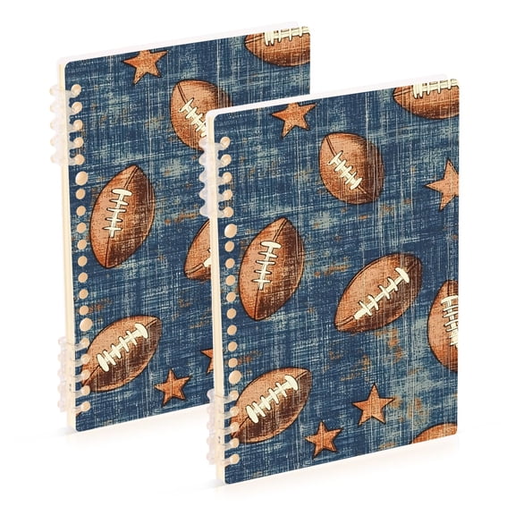 joogoo Spiral Journal Notebook Rugby Stars Footballs College Ruled Notebooks 8.3" x 5.7" 2 PCs