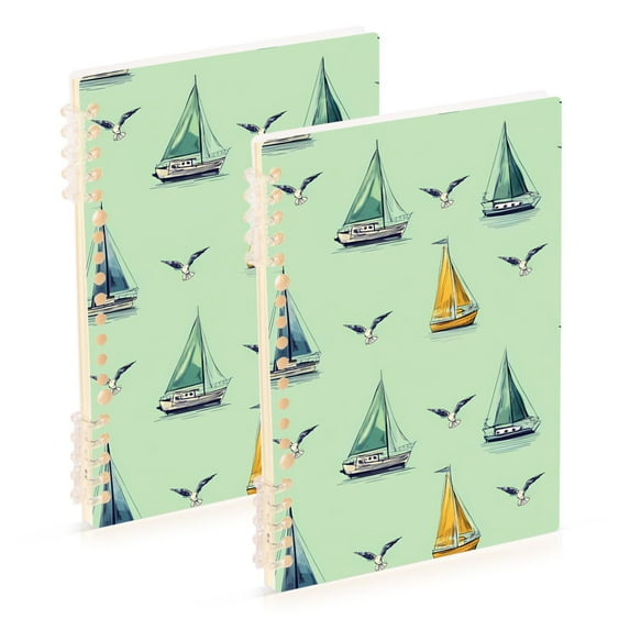 joogoo Spiral Journal Notebook Sailboats Vintage College Ruled Notebooks 8.3" x 5.7" 2 PCs