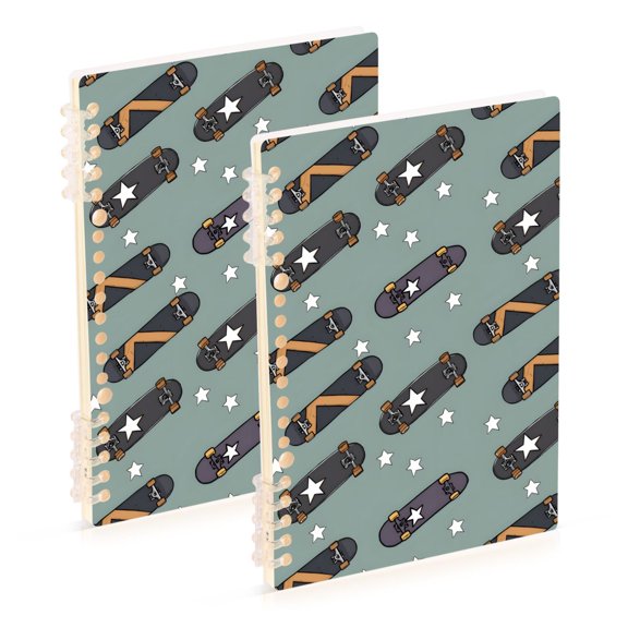 joogoo Spiral Journal Notebook Skateboard Stars College Ruled Notebooks 8.3" x 5.7" 2 PCs