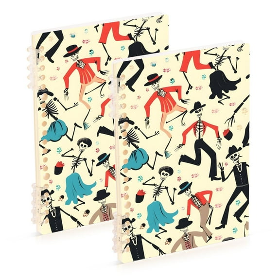 joogoo Spiral Journal Notebook Skull Dancer College Ruled Notebooks 8.3" x 5.7" 2 PCs