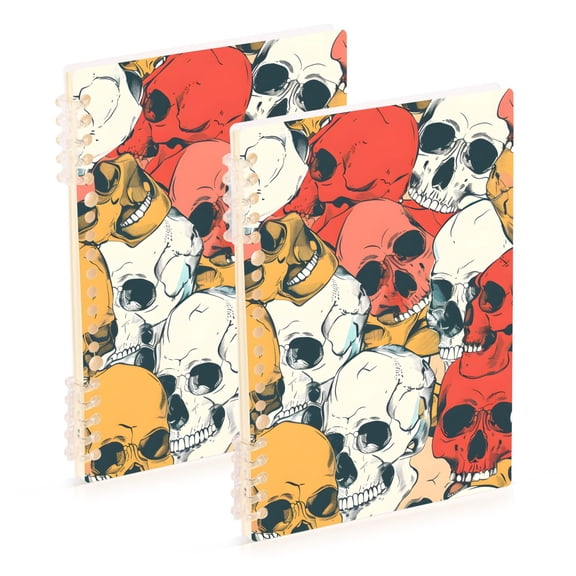 joogoo Spiral Journal Notebook Skull Head Hand Drawn College Ruled Notebooks 8.3" x 5.7" 2 PCs