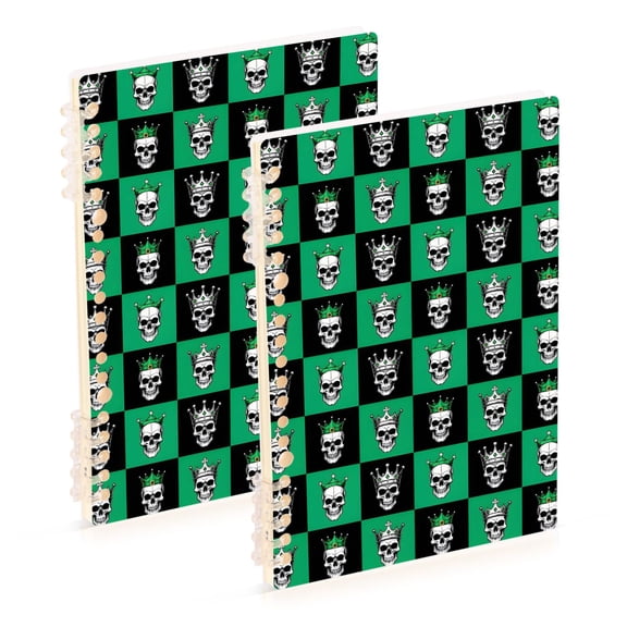 joogoo Spiral Journal Notebook Skull on Checkered College Ruled Notebooks 8.3" x 5.7" 2 PCs