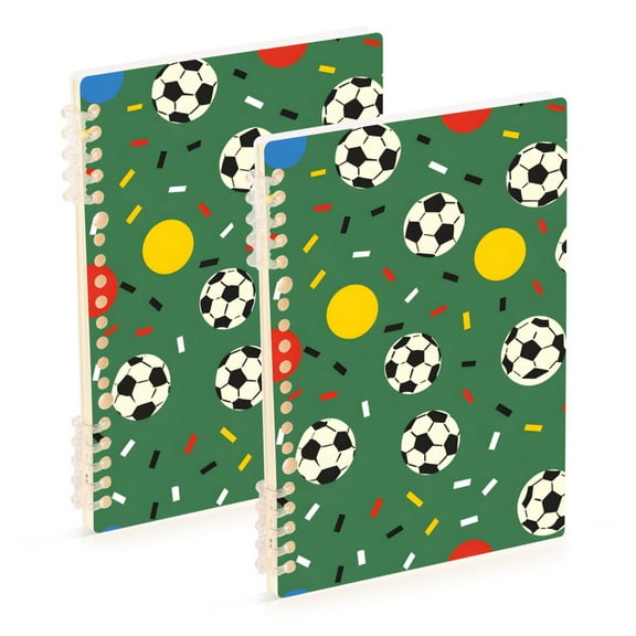 joogoo Spiral Journal Notebook Soccer Balls College Ruled Notebooks 8.3" x 5.7" 2 PCs