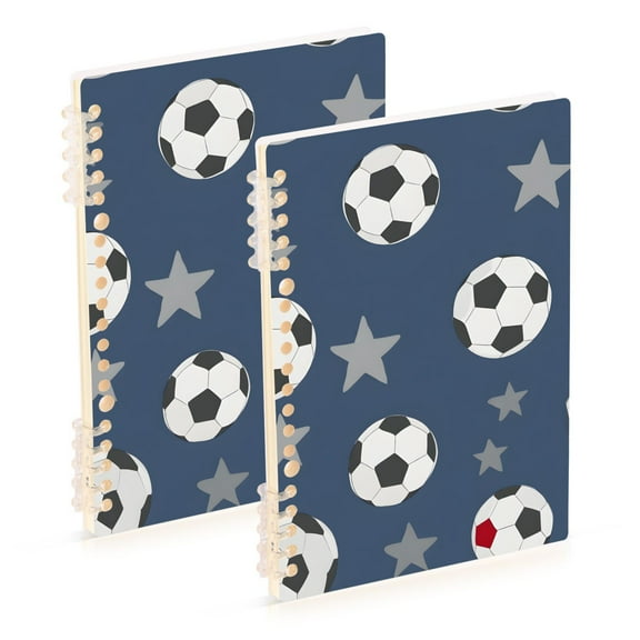 joogoo Spiral Journal Notebook Soccer Balls Stars College Ruled Notebooks 8.3" x 5.7" 2 PCs