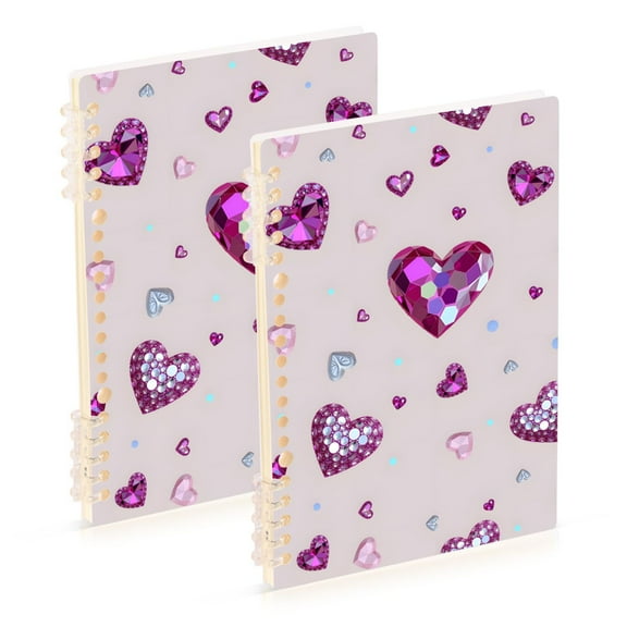 joogoo Spiral Journal Notebook Sparkling Hearts College Ruled Notebooks 8.3" x 5.7" 2 PCs