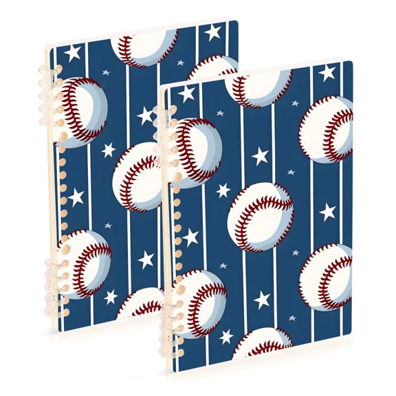joogoo Spiral Journal Notebook Sport Baseball Star Stipes College Ruled Notebooks 8.3" x 5.7" 2 PCs