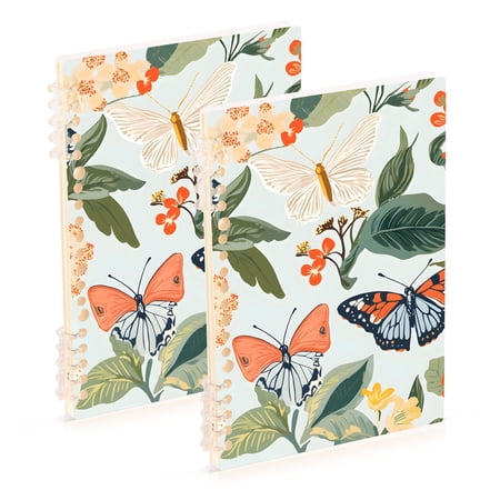joogoo Spiral Journal Notebook Spring Butterflies Floral-a5 College Ruled Notebooks 8.3" x 5.7" 2 PCs