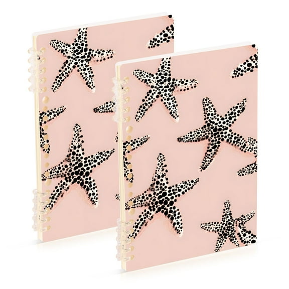 joogoo Spiral Journal Notebook Starfish Polka Dot Pattern College Ruled Notebooks 8.3" x 5.7" 2 PCs