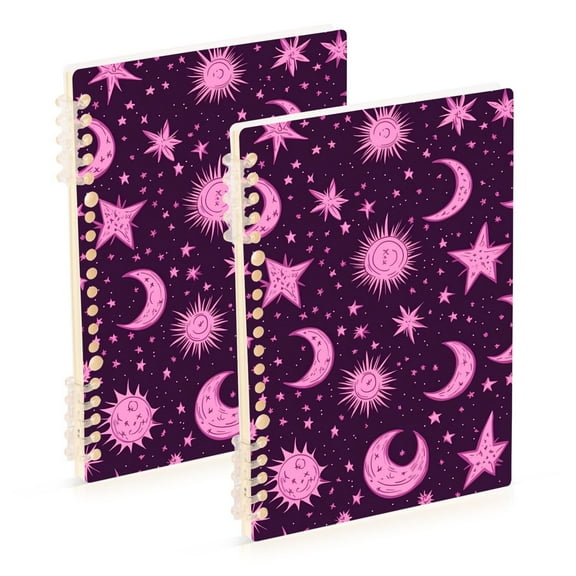 joogoo Spiral Journal Notebook Stars Boho Moon College Ruled Notebooks 8.3" x 5.7" 2 PCs