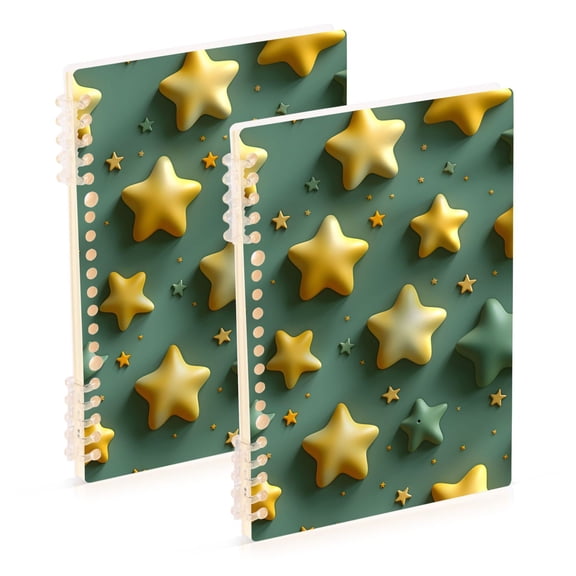 joogoo Spiral Journal Notebook Stars Pattern College Ruled Notebooks 8.3" x 5.7" 2 PCs