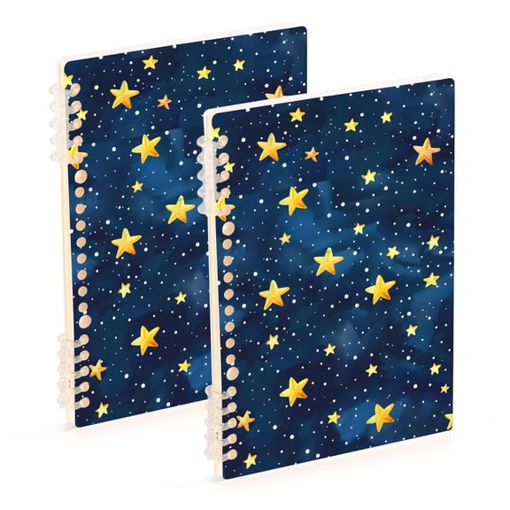joogoo Spiral Journal Notebook Stars in Night College Ruled Notebooks 8.3" x 5.7" 2 PCs