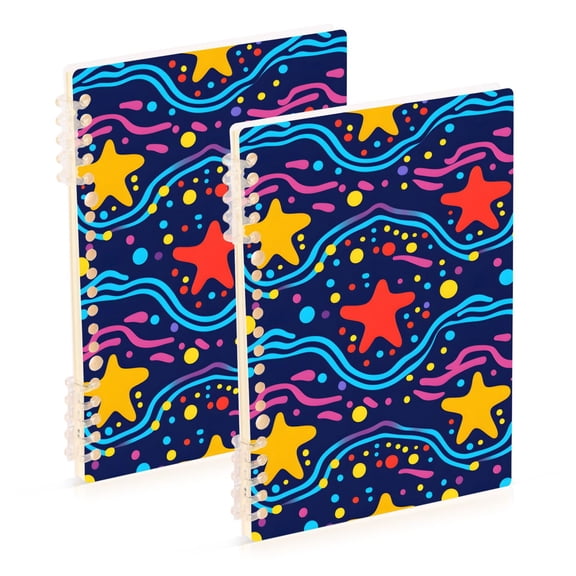 joogoo Spiral Journal Notebook Stars on Wave College Ruled Notebooks 8.3" x 5.7" 2 PCs