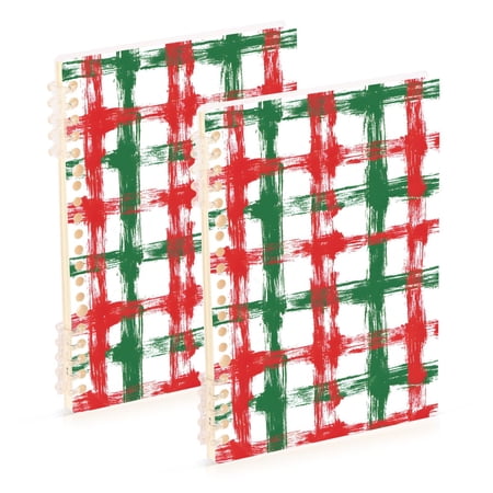 joogoo Spiral Journal Notebook Stripes Checkered Grid Pattern College Ruled Notebooks 8.3" x 5.7" 2 PCs