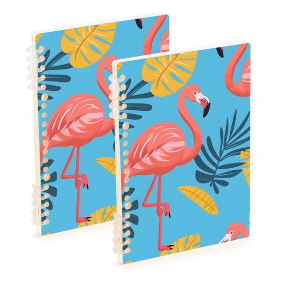 joogoo Spiral Journal Notebook Summer Flamingo Leaves College Ruled Notebooks 8.3" x 5.7" 2 PCs