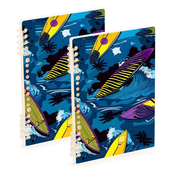joogoo Spiral Journal Notebook Surfboard Wave College Ruled Notebooks 8.3" x 5.7" 2 PCs