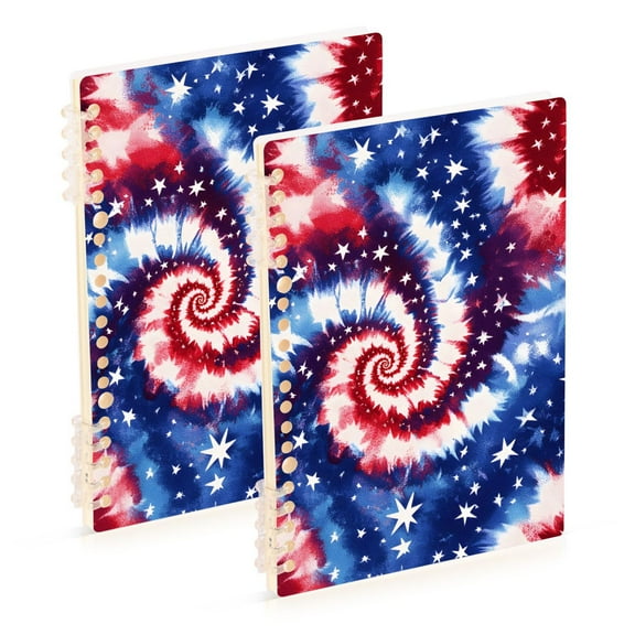 joogoo Spiral Journal Notebook Swirl Tie Dye Stars College Ruled Notebooks 8.3" x 5.7" 2 PCs